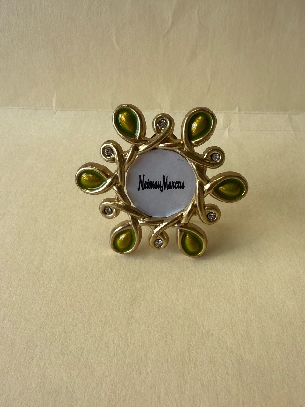 Neiman Marcus Jay Strongwater Mini Easel Picture Frame Clip Green & Rhinestones.
